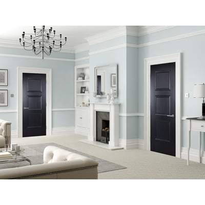 Amsterdam Black Primed 3 Panel Interior Door – All Sizes