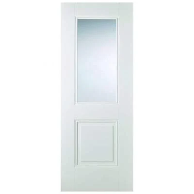 Arnhem White Primed 1 Glazed Clear Bevelled Light Panel Interior Door – All Sizes