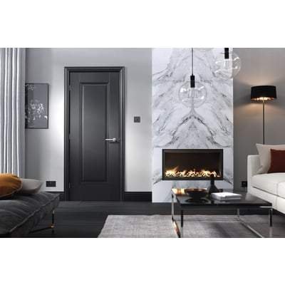 Eindhoven Black Primed 1 Panel Interior Fire Door FD30 – All Sizes