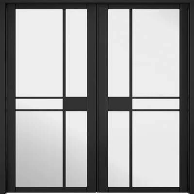 Greenwich Black Primed 10 Glazed Clear Light Panels Interior Room Divider – 2031mm x 1246mm