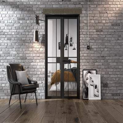 Greenwich Black Primed 10 Glazed Clear Light Panels Interior Room Divider – 2031mm x 1246mm