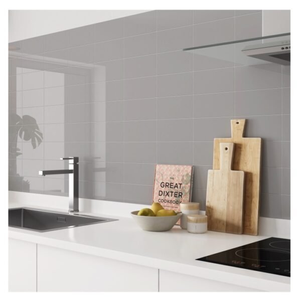 Liso Gloss Arctic Grey Ceramic Wall Tile 100 x 200mm