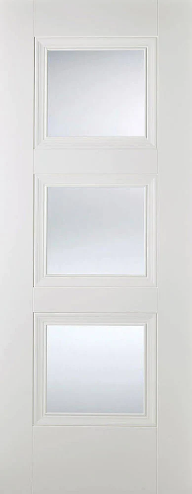 Amsterdam White Primed 3 Glazed Clear Bevelled Light Panels – All Sizes