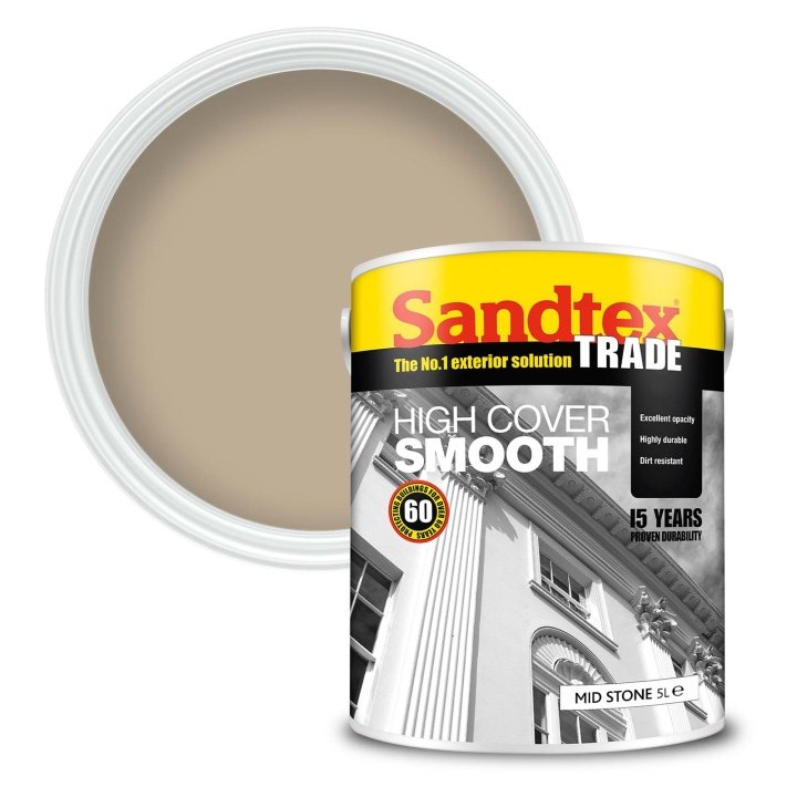 Sandtex High Cover Smooth Masonry Paint Mid Stone 5L