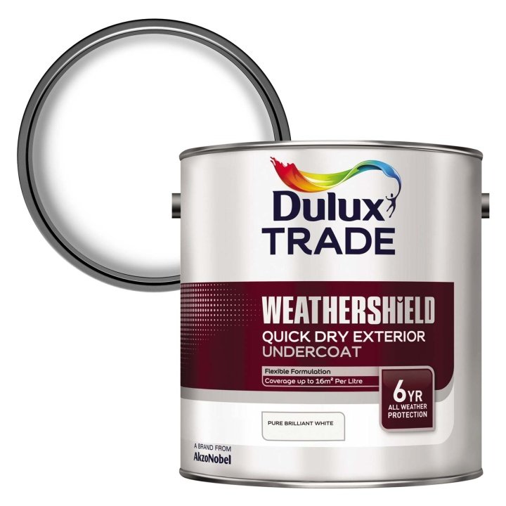 Dulux Trade Weathershield Quick Drying Exterior Undercoat Brilliant White 2.5L