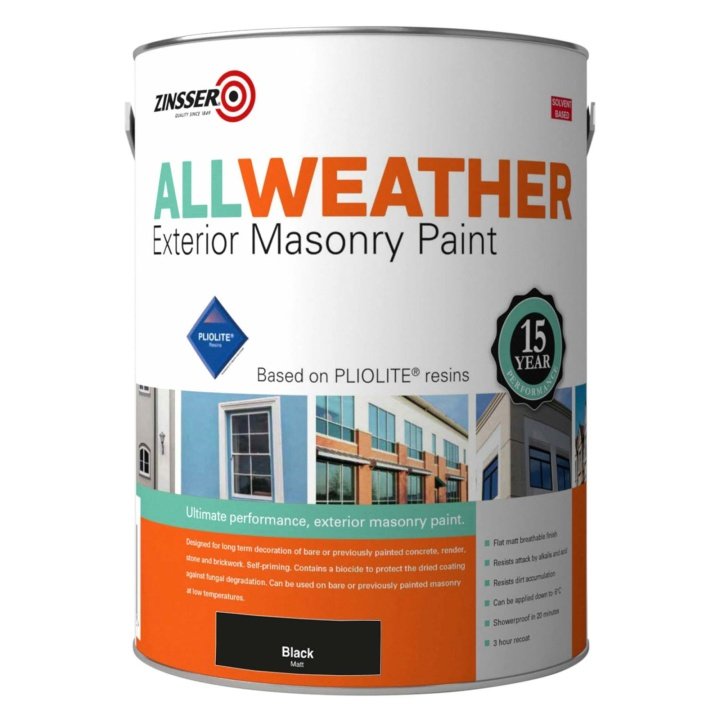 All Weather Masonry Paint Black 5L