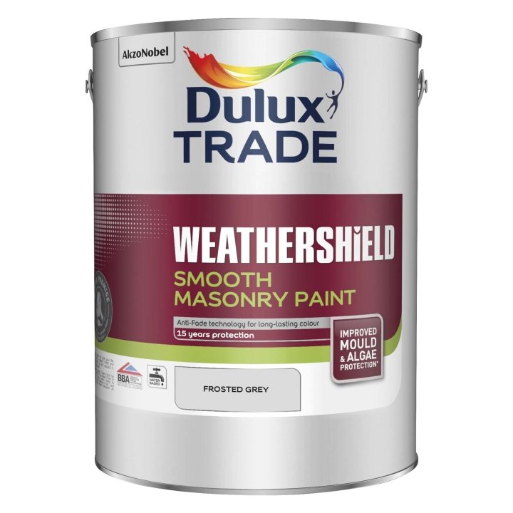 Dulux Trade Weathershield Smooth Masonry Paint Frosted Grey 5L