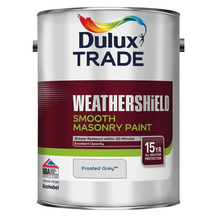 Dulux Trade Weathershield Smooth Masonry Paint Frosted Grey 5L