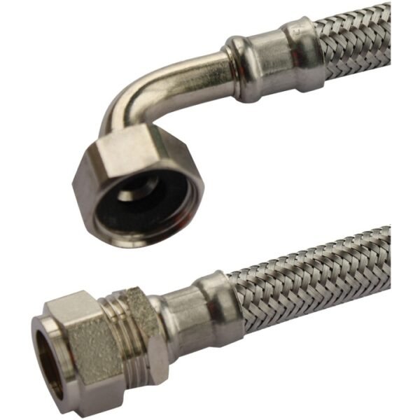 Flexible Tap Connector 15mm x ½” x 500mm with Comp Elbow