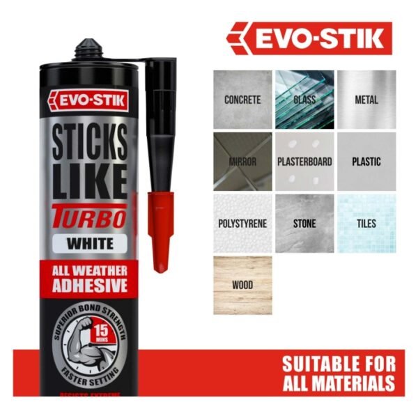 EVO-STIK Sticks Like Turbo Fast-Setting Grab Adhesive White 290ml